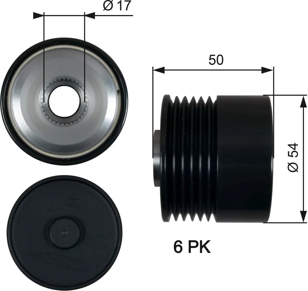 Roue libre alternateur GATES OAP7188 robuste pour Fiat Punto 77363954