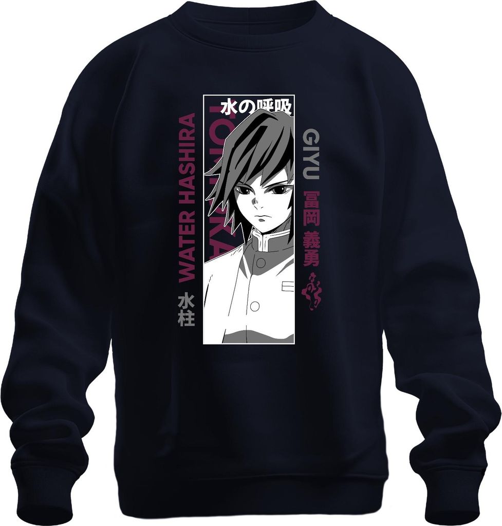 Demon Slayer Giyu Tomioka Water Hashira Anime Geschenk Manga Uni Sweatshirt Pullover, Navy, L
