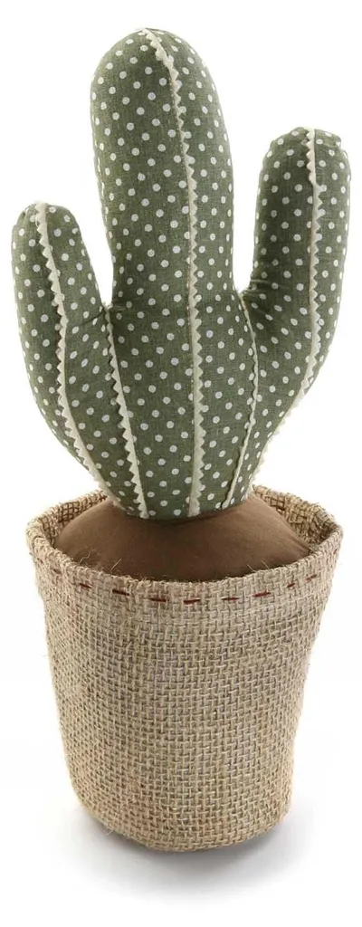 Cale-porte décoratif en bois avec cactus vert et chien brun de 34 cm