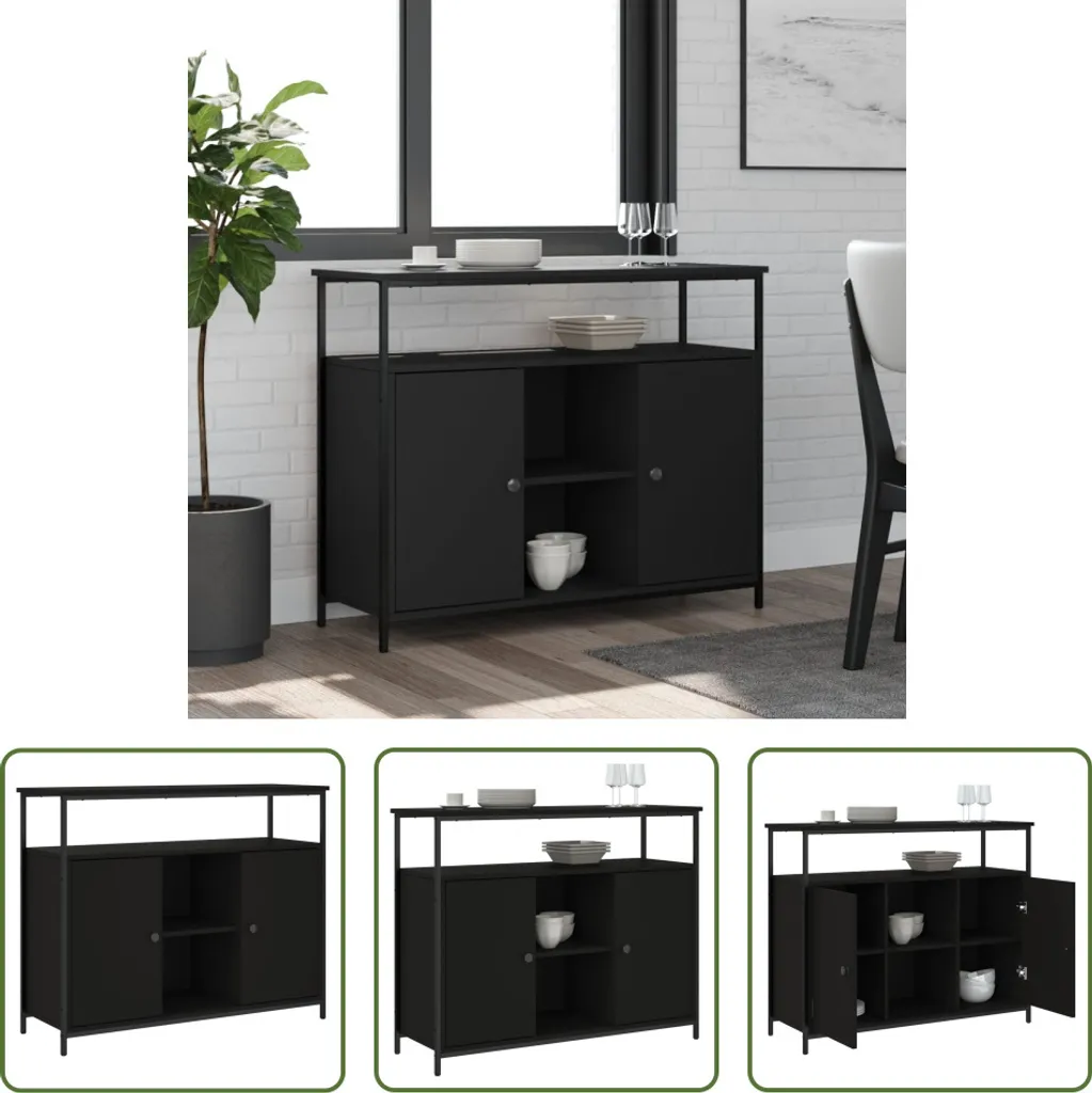 Mobile Credenza Nera 100x35x80 cm The Living Store Offerta Online