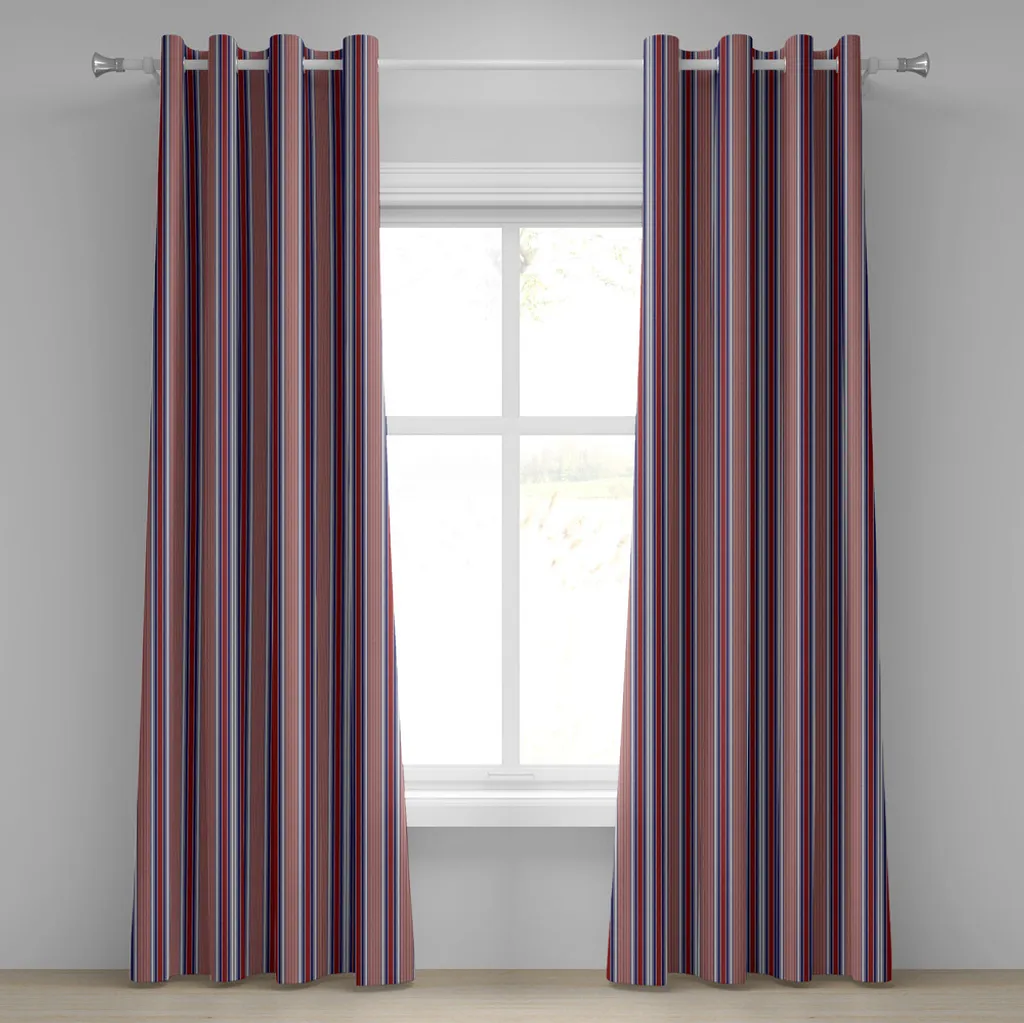 Rideau à œillets rayé ABAKUHAUS 280x245 cm bleu gris rubis géométrique