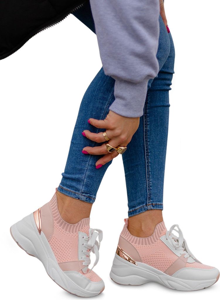 Damen Sneaker Sportschuhe Plateau Turnschuhe Freizeit Schuhe Morino Rosa Gr.38