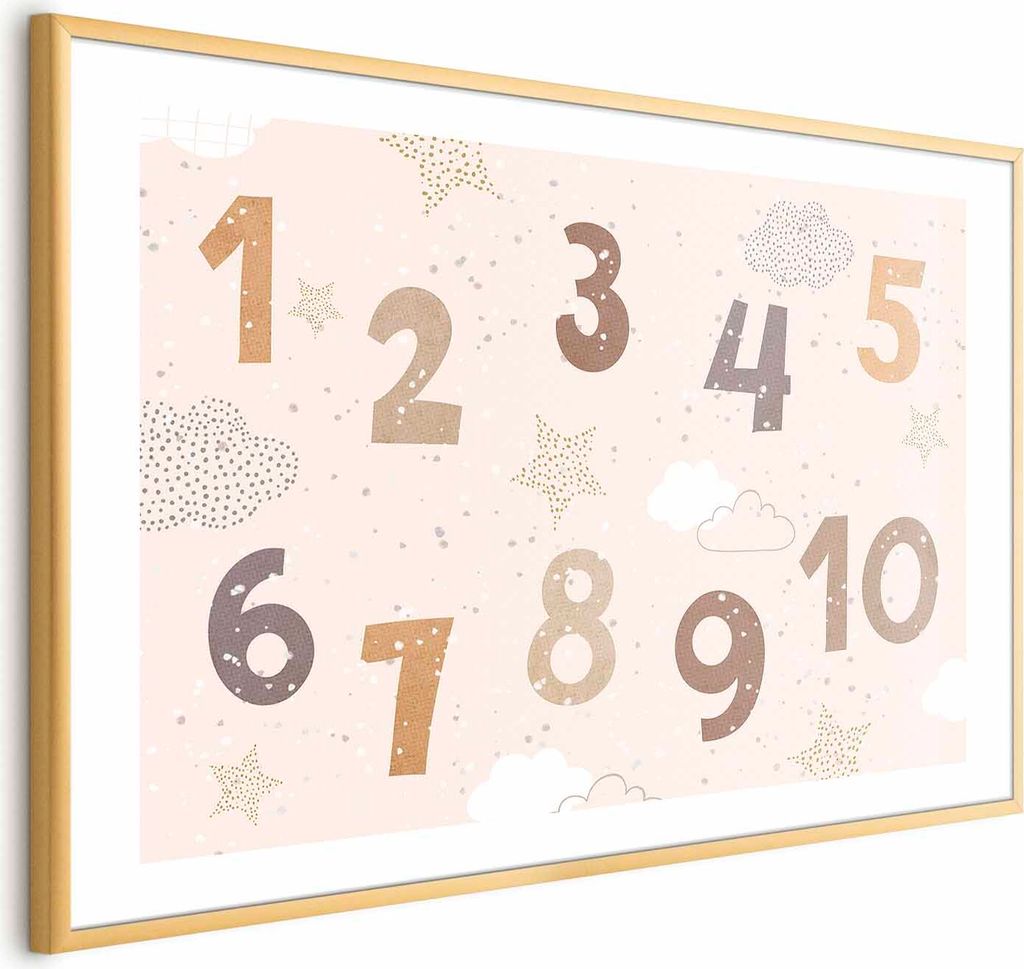 Posterpapier Poster - Numbers with Falling Snow 60x40 cm Für Kinder e-A-10128-ao-a