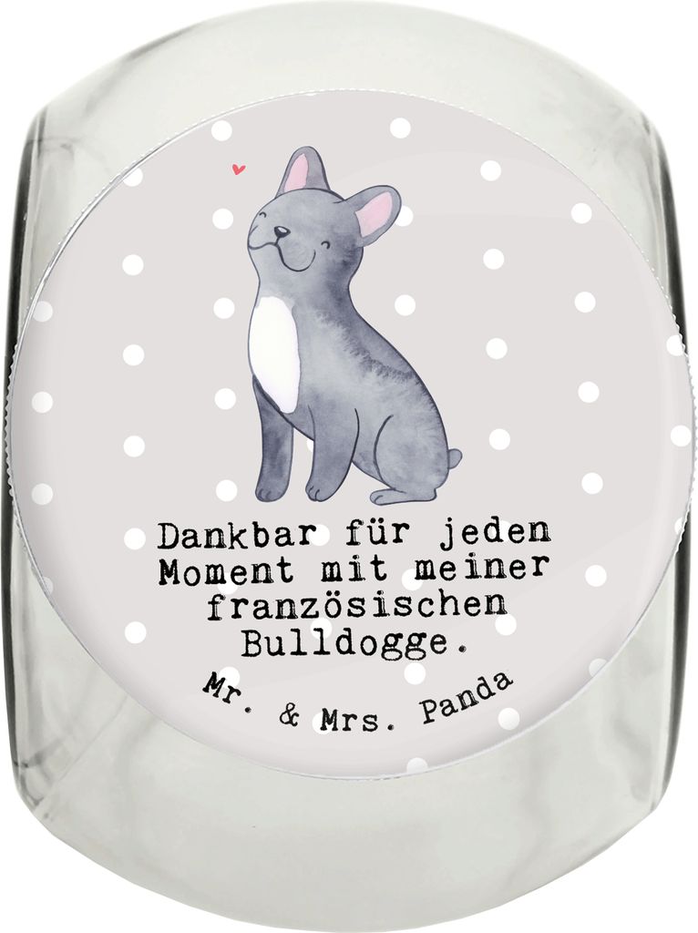 Mr. & Mrs. Panda Dose Französische Bulldogge Moment L 870ml - Grau Pastell - Geschenk, Aufbewahrungsdose, Vorratsbehälter, glasbehälter, Keksdos...