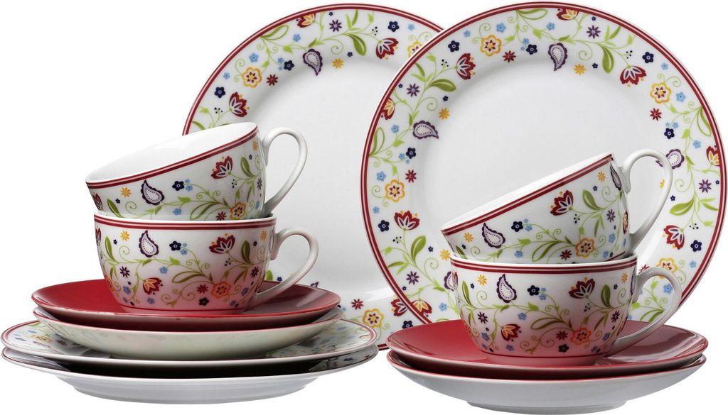 Kaffeeservice 12 tlg. Doppio Shanti rot Produktbild 