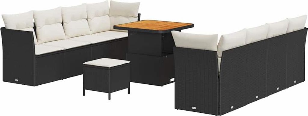 vidaXL Gartensofa-set 11 pcs Schwarz Poly-Rattan
