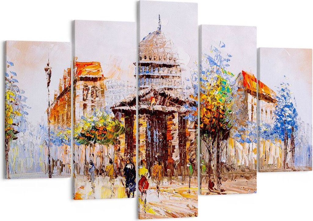 Bild auf Leinwand - Leinwandbild - Farbe Architektur Eiffle Turm - 150x100cm - Wand Bild - Wanddeko - Leinwanddruck - Bilder - Kunstdruck - Leinwan...