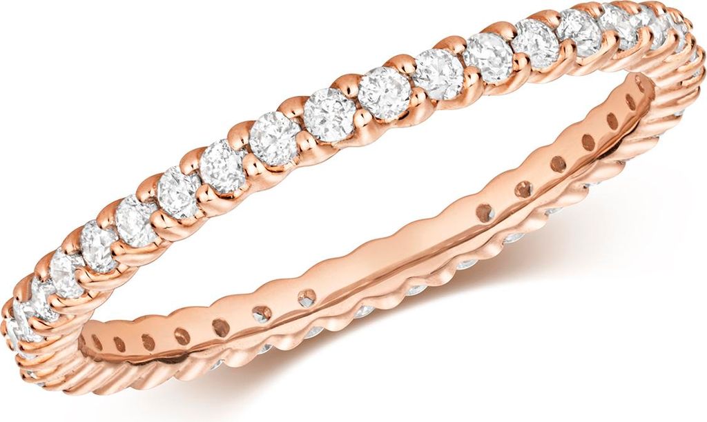 Funkelndes Feuer Atemberaubender 9 Karat (375) Rotgold Eternity Diamantring Brillant-Schliff 0.51 Karat HI - I1 I2, 53 (16.9); TRS354669KRRSM