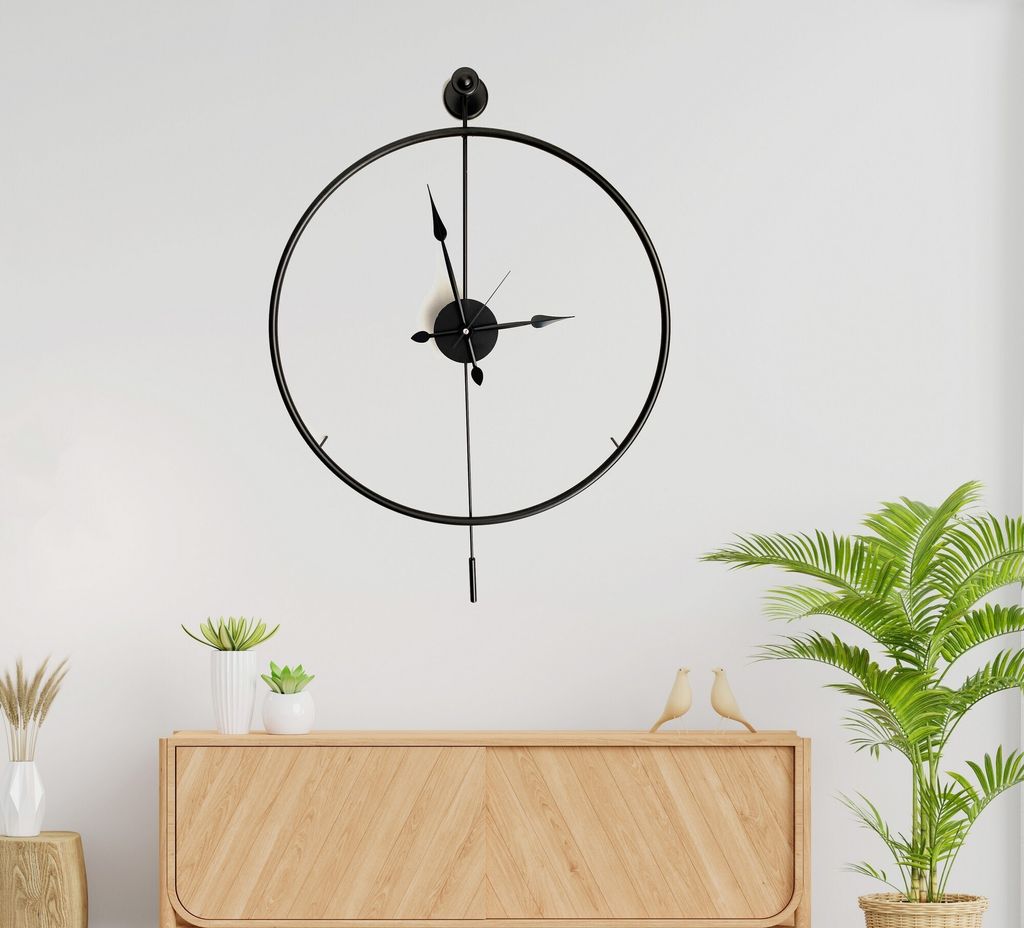 Opviq, Mclock-00102, horloges murales, noir, métal, 58 x 80 Image du produit 