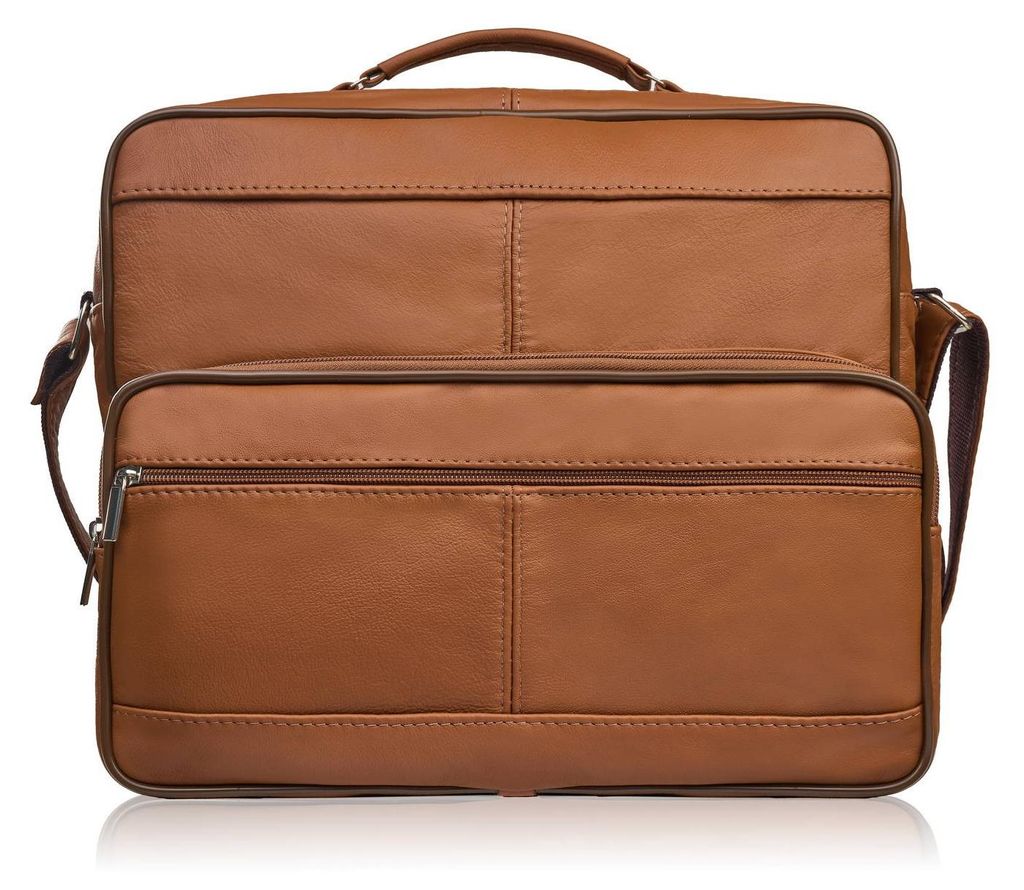 Herren Umhängetasche aus cognacfarbenem Leder Abruzzo ABR-02-CG
