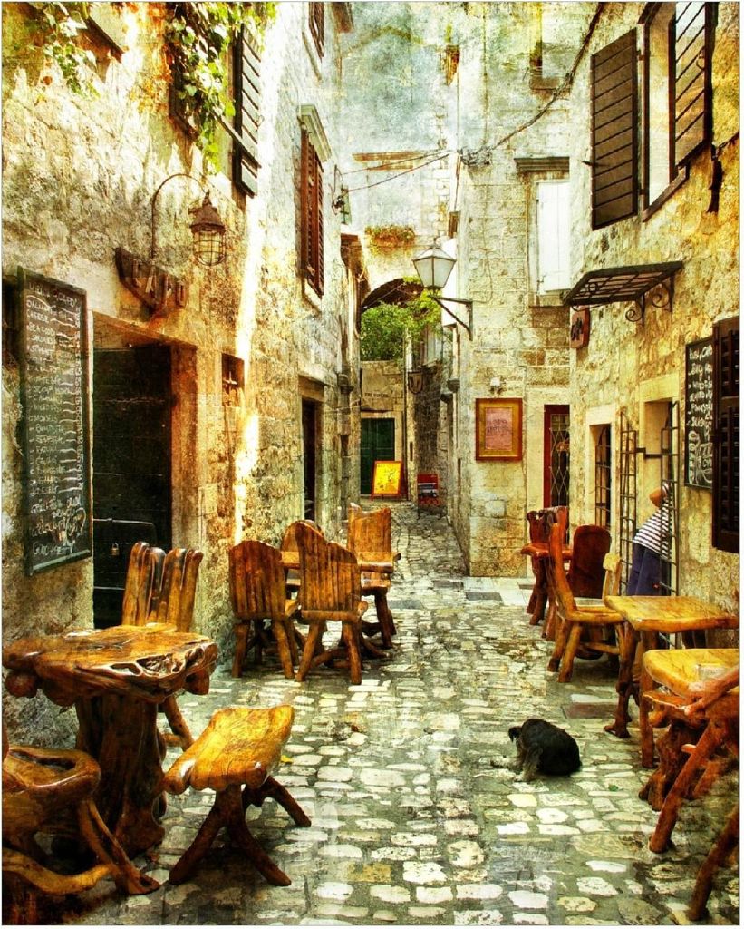 Wallario Poster - Italienische kleine Gasse, Kunstdruck Größe: 40 x 50 cm