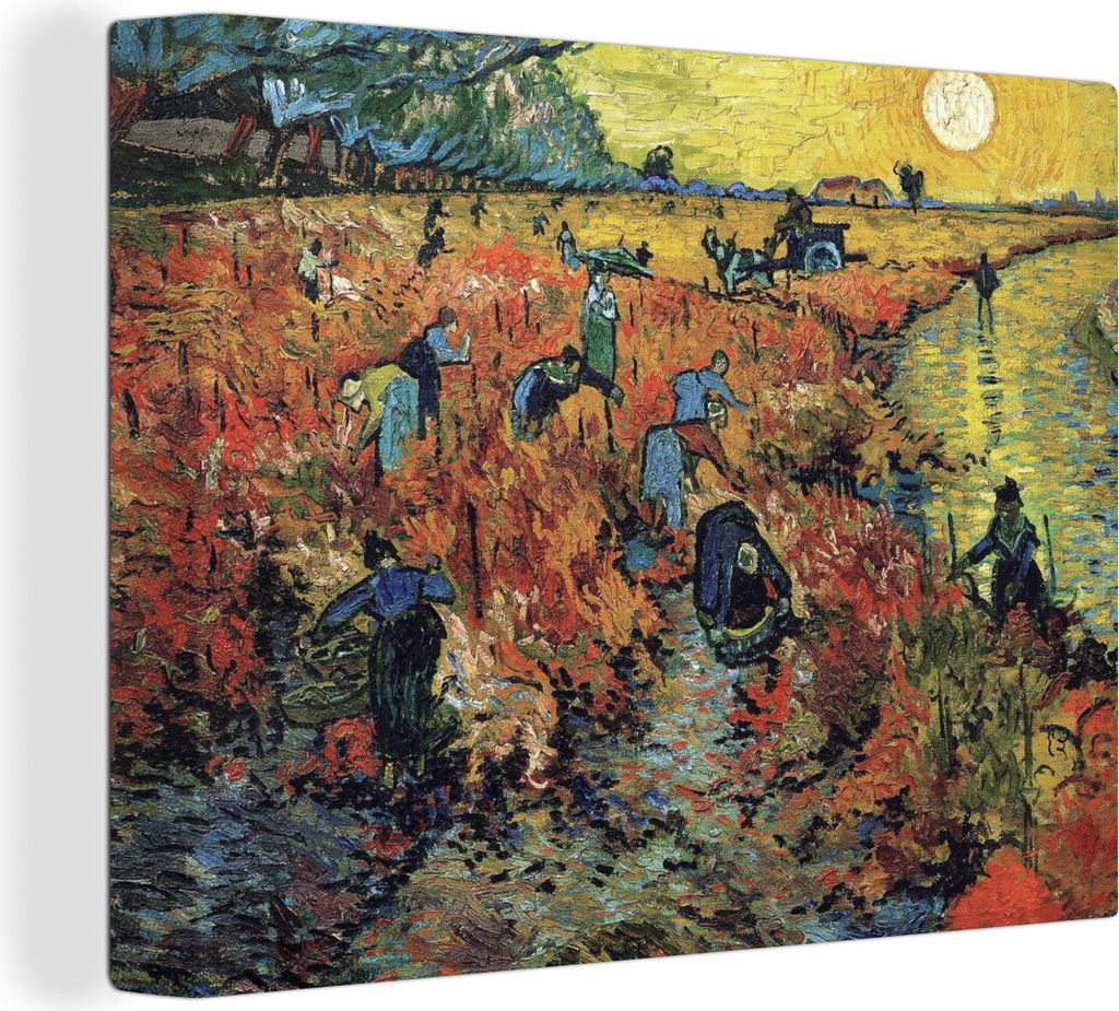 MuchoWow - Leinwandbilder - Der rote Weinberg - Vincent van Gogh, Wandbild, Wanddeko Bilder Wohnzimmer, 120x90 cm