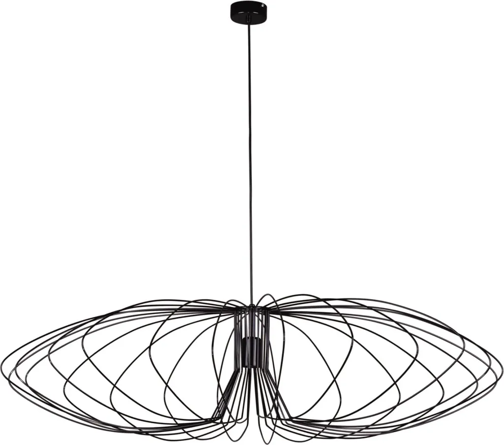 Lustre TIZI noir idéal pour plafond haut - Luminaire métal 110cm Kaja