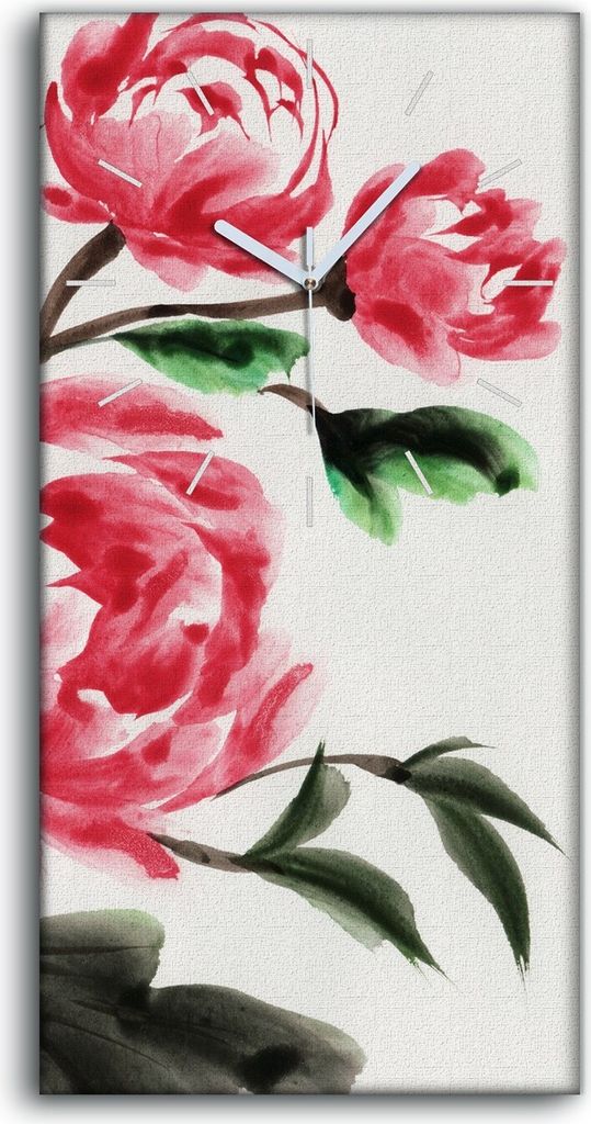 Küche Wohnzimmer Wand Leinwand Uhr 30x60 Gemälde Blume Asiatische Chinesische - weiße Hände