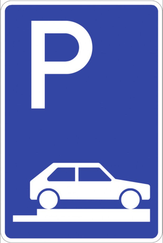 Verkehrsschild VZ315-85, Parken ganz auf Gehwegen quer rechts, Alu, RA1, 600x...