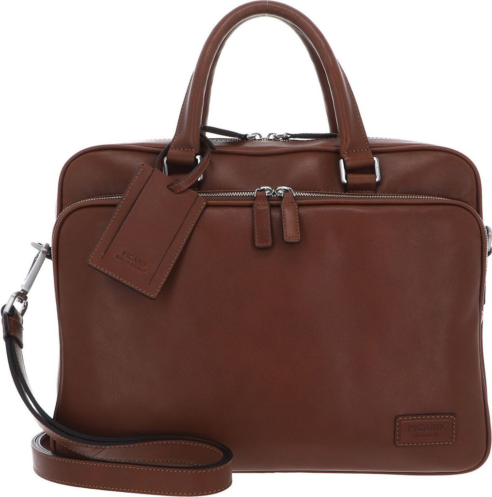 PICARD Businesstasche Umhängetasche mit Laptopfach Authentic Business Bag Cognac braun