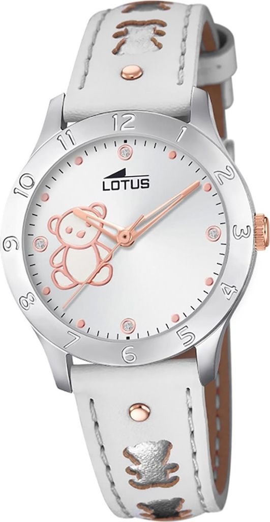LOTUS Leder Jugend Uhr 18657/A Quarz Armbanduhr weiß Elegant Junior D2UL18657/A