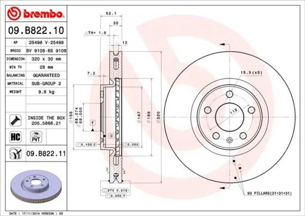 Disque de frein Brembo Audi Q5 : Sécurité et confort de route optimisés