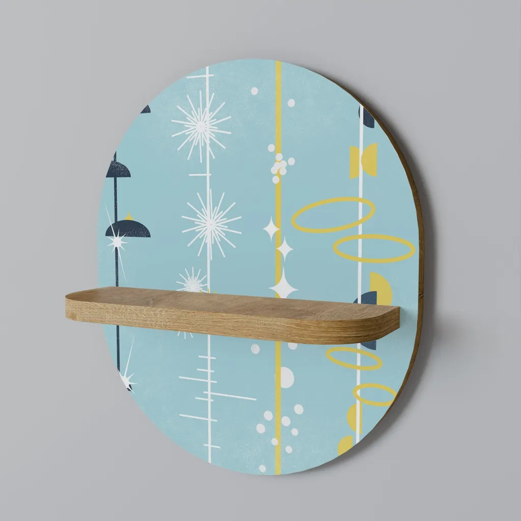 Petite étagère ovale moderne à structure métallique pour décoration murale