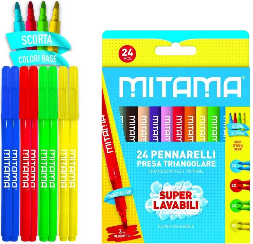 Set de Dessin Scolaire MITAMA - 24 Marqueurs Lavables Pointe Moyenne