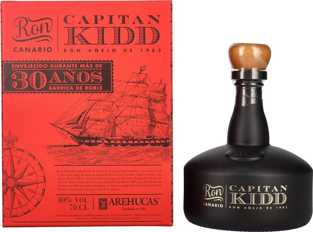 Ron Arehucas CAPITAN KIDD 30 Años Ron Canario 40% Vol. 0,7l Produktbild 