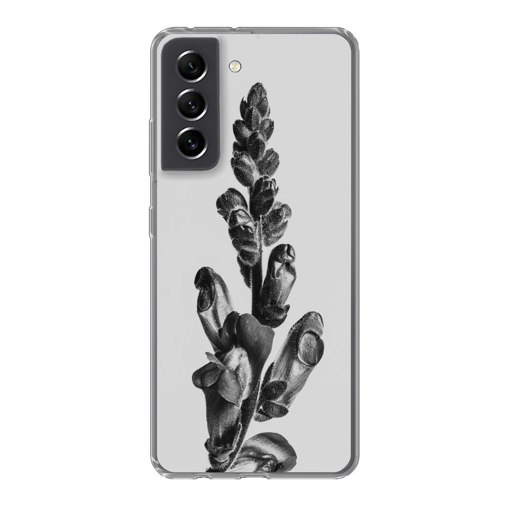 MuchoWow Handyhülle Schutzhülle Hülle für Samsung Galaxy S21 FE Pflanze - Schwarz - Weiß - Abstrakt Silikon Softcase Handy Hülle - Mobiltel...