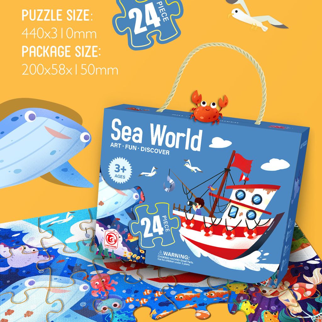 360Home Kinderspielzeug Geschenk Puzzle Eine große Auswahl an Kinderpuzzles in einer Geschenkbox 24-teiligen Unterwasserwelt
