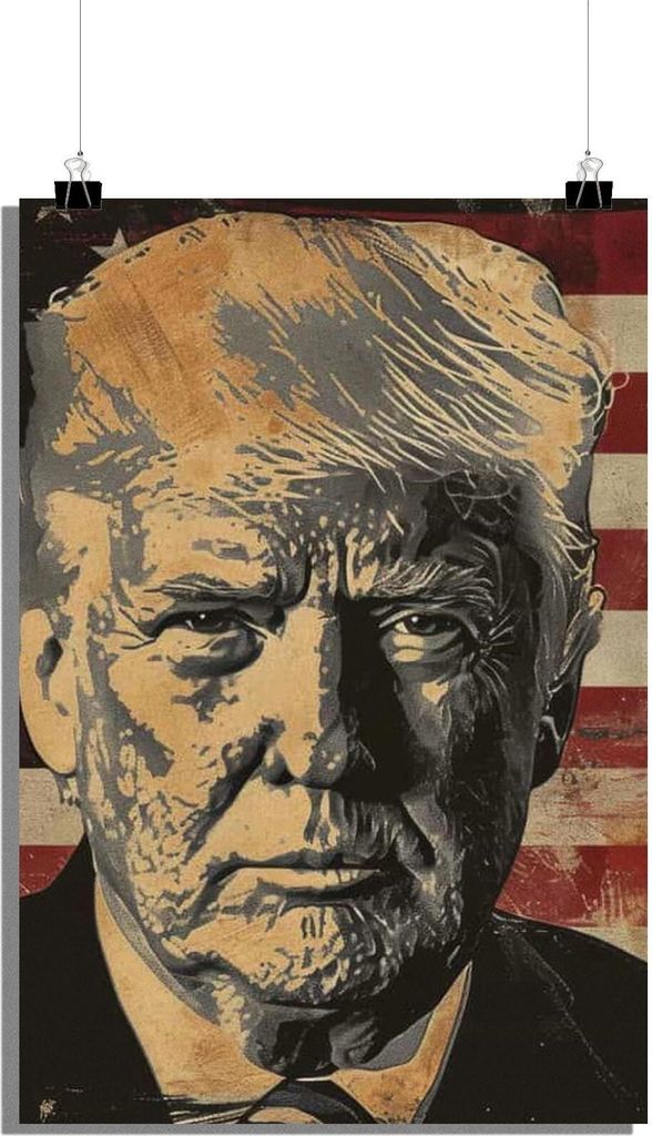 Donald Trump Poster - American Flag Poster - President Poster - Politician Poster - Grunge Poster - 51x71cm - Perfekt zum Einrahmen