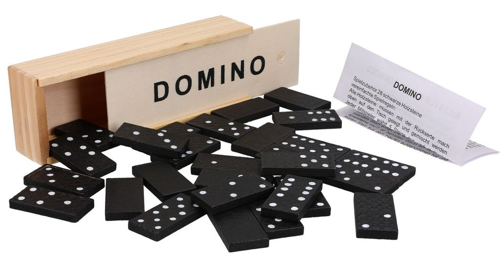 Dominosteine in Holzbox 15x5x3cm Sielsteine Dominospiel Domino Spiel 