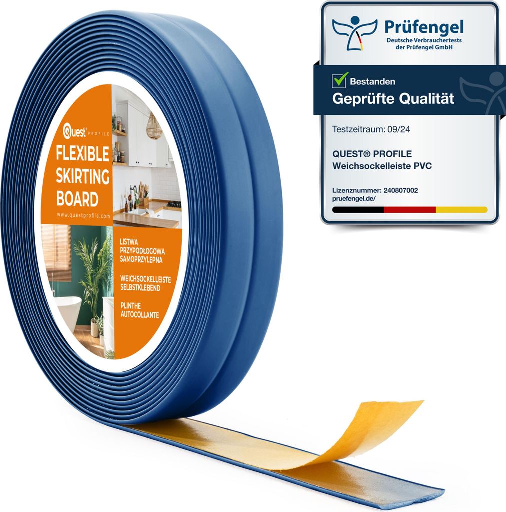 QUEST Profilo di finitura in PVC 10x10mm, 5m, autoadesivo, Immagine del prodotto 