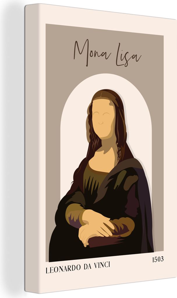 OneMillionCanvasses - Leinwandbilder - 90x140 cm, Pastell - Mona Lisa - Braun - Alte Meister, Wandbilder Kunstdruck Wanddekoration - Foto auf Lei...