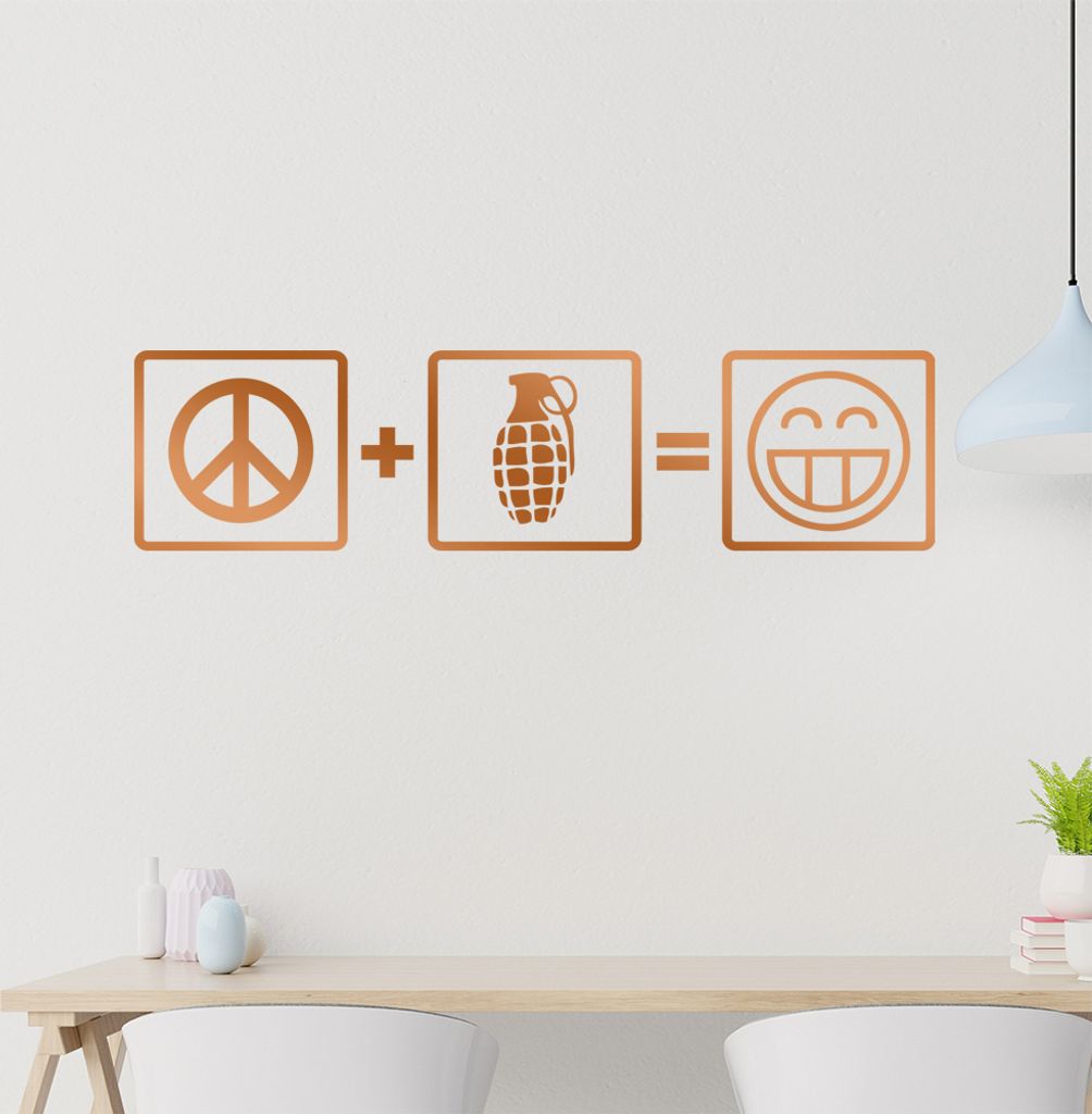 Peace + Granate Wandtattoo in 6 Größen - Wandaufkleber Wall Sticker - Dekoration, Küche, Wohnzimmer, Schlafzimmer, Badezimmer