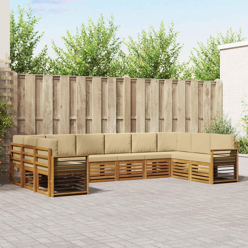"Neues Produkt" Sofagarnituren - CLORIS - Terrassen-Sofa - 10 pcs - Natur und Beige Massivholz Akazie - Modern Gartensofas V2282