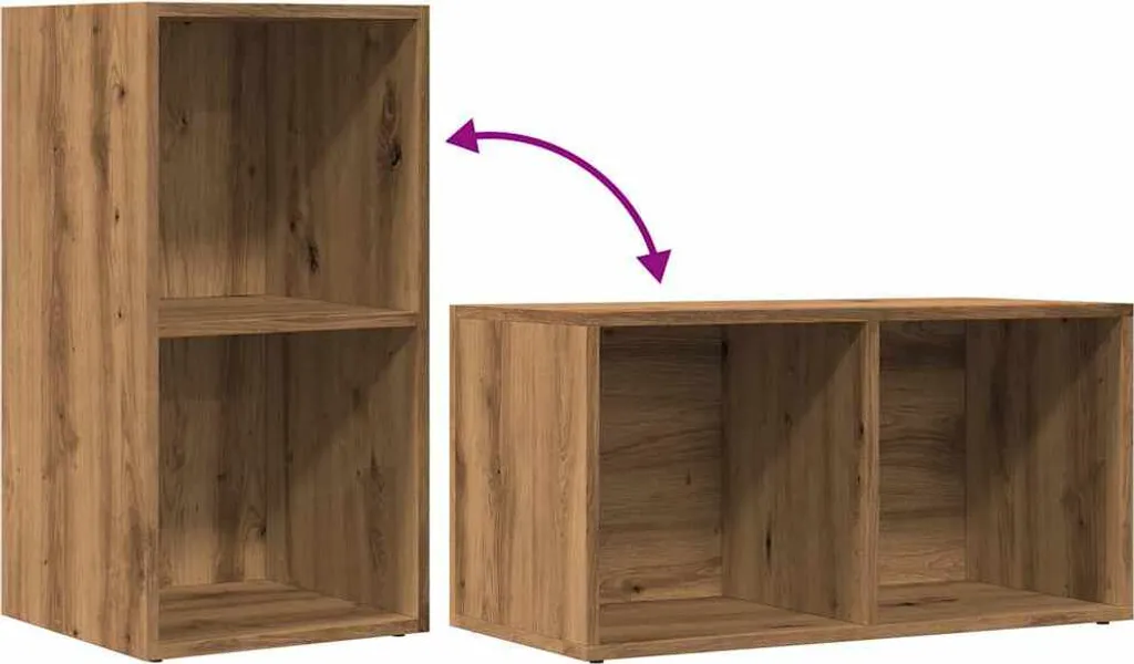 Coffre de rangement aspect bois chêne artisan, structure robuste 70cm