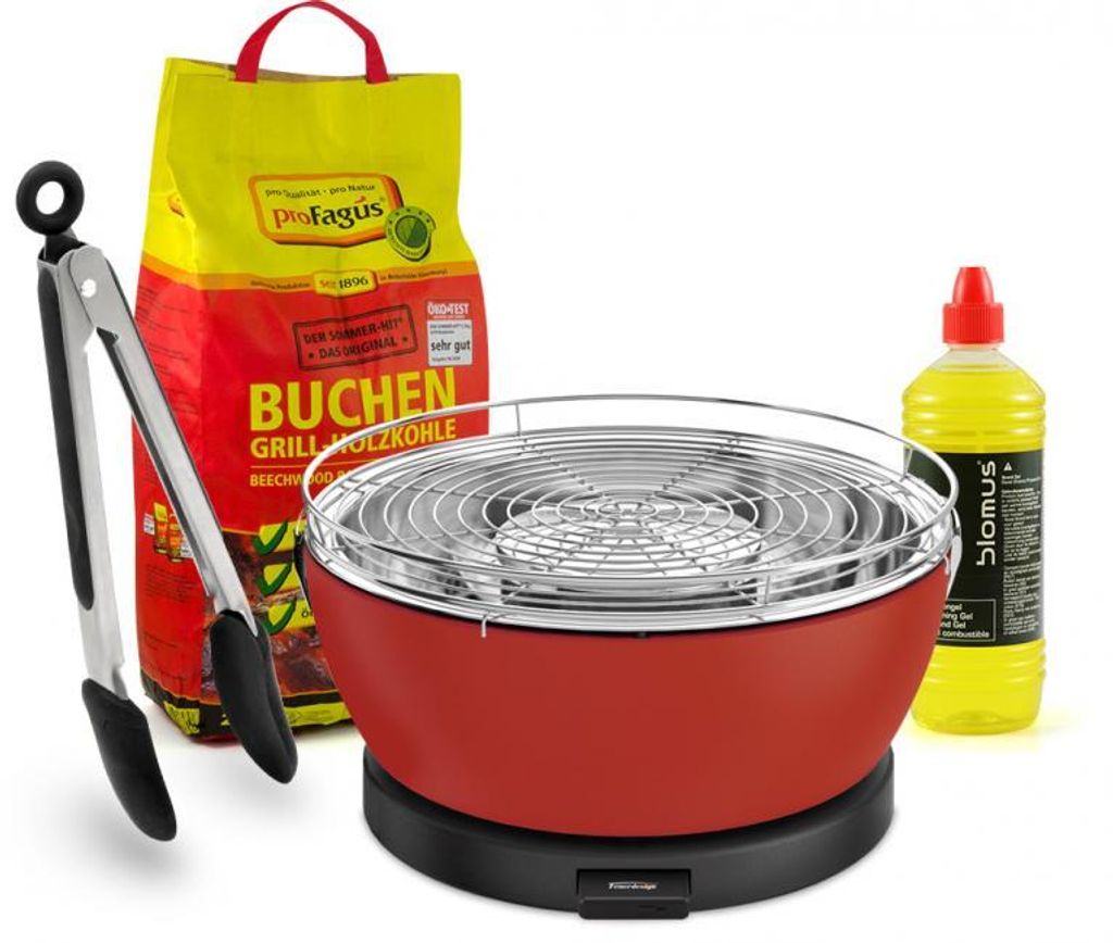 Feuerdesign Vesuvio rot Tischgrill-Set 4tlg. Produktbild 