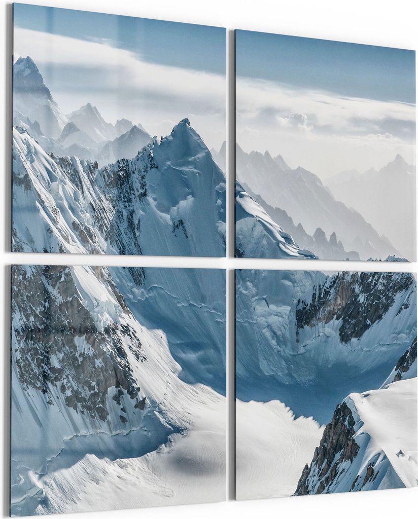 DEQORI Glasbilder Acryl 4x50x50 cm 'Schneebedeckter Karakorum' Wandbilder XXL groß