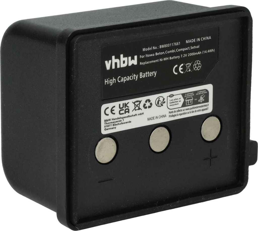 vhbw Akku kompatibel mit Itowa Compact, Combi, Setval, Beton Fernbedienung Remote Control (2000 mAh, 7,2 V, NiMH)