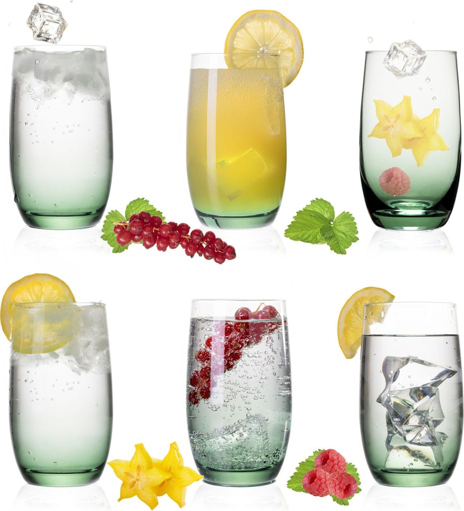 PLATINUX Elegante Ombré Trinkgläser Grün aus Glas 280ml Produktbild 