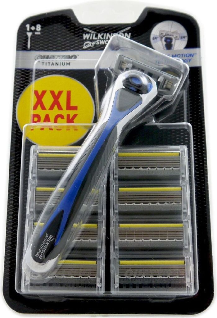 Wilkinson Quattro Titanium Core Motion Rasierer + 8 Ersatzklingen