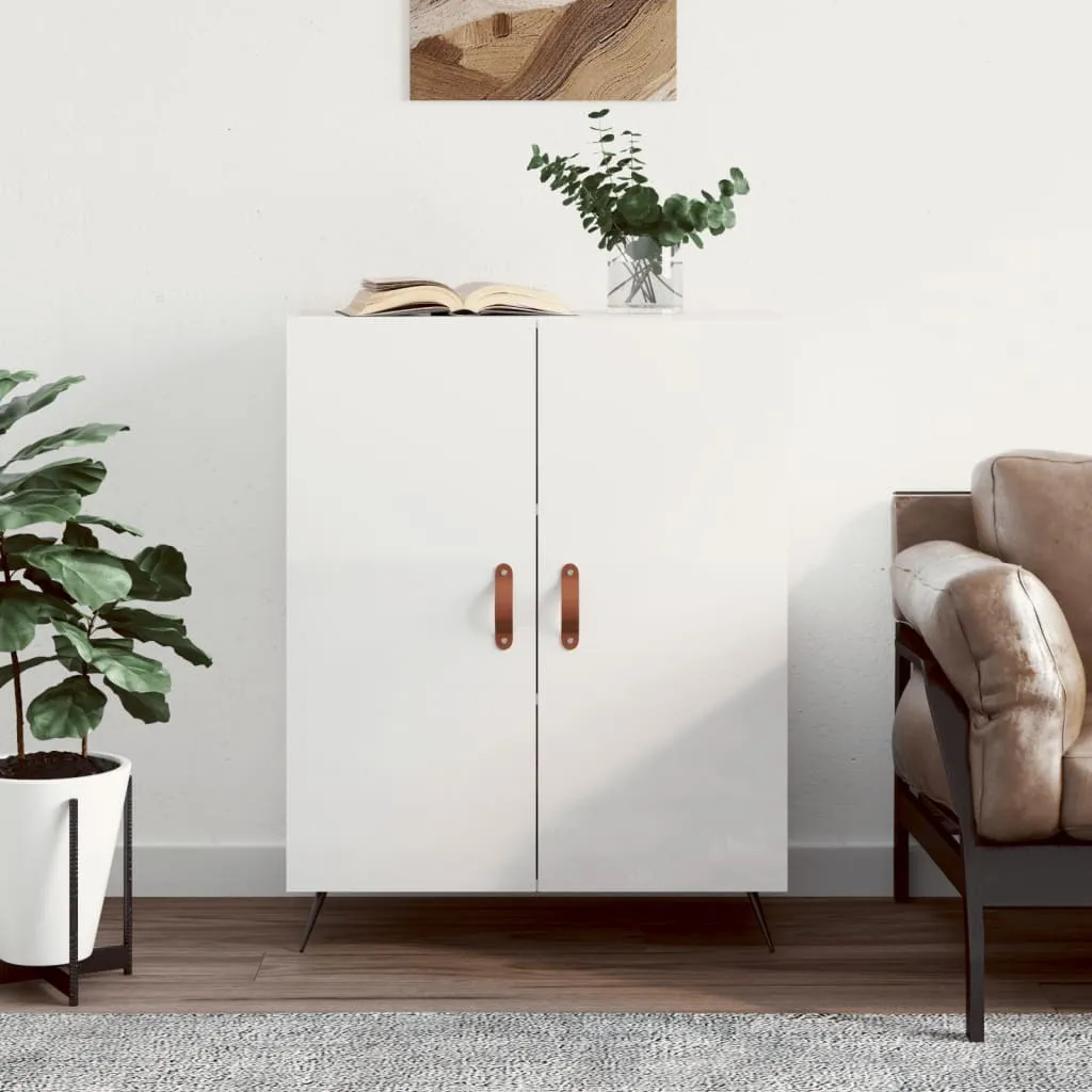 The Living Store credenza bianca lucida 69,5x34x90 cm materiale a base di legno
