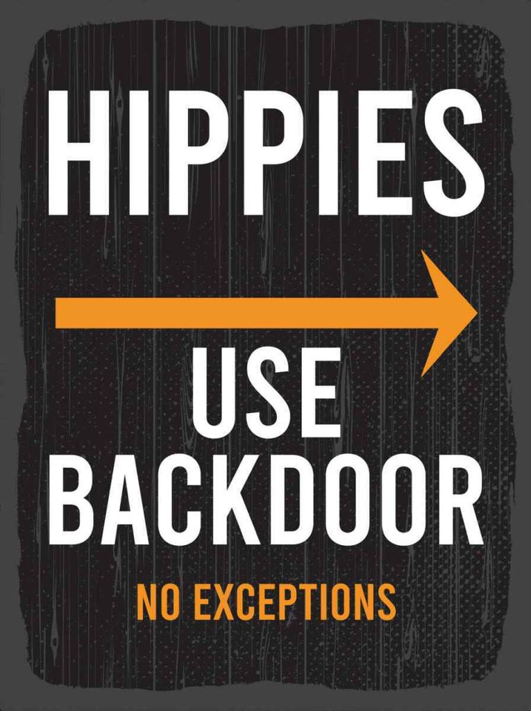 vianmo Holzschild 40x30 cm Hinweis Hippies Use Backdoor Dekoration
