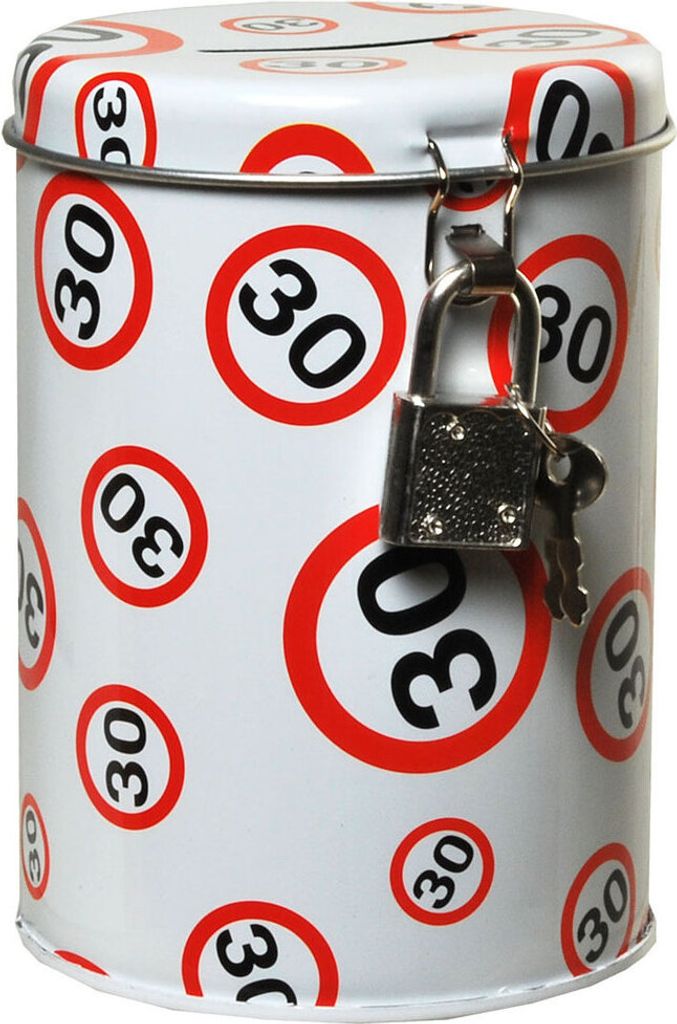 Spardose Jahreszahl mit Schloss zum 30. Geburtstag