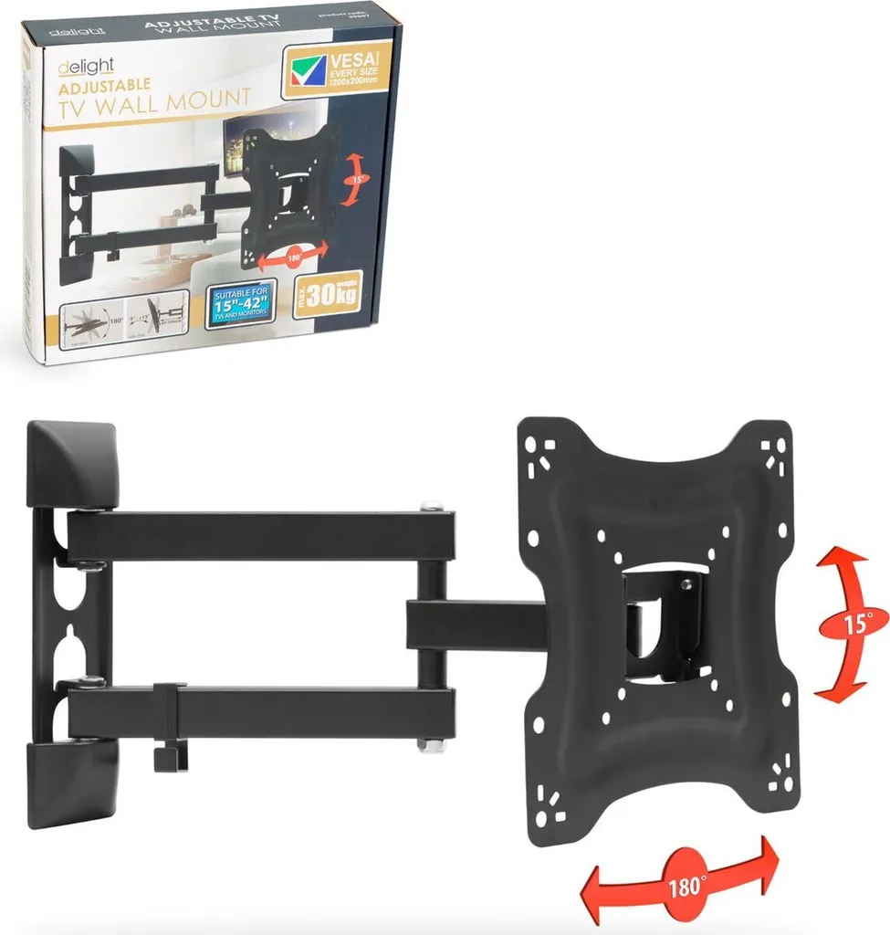Fixation TV Murale Orientable pour Chambre et Salon - Moniteur 15-42"