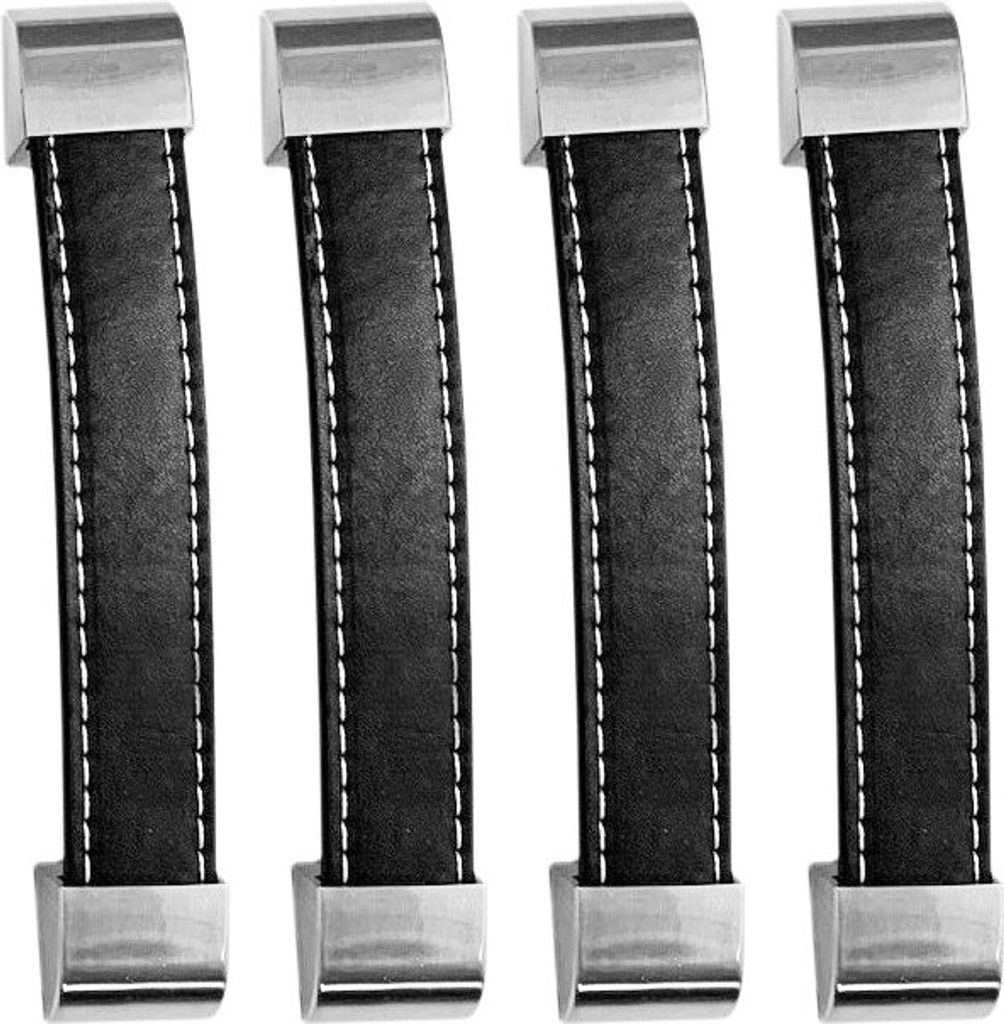 Set di 4 manici in pelle nera (128 mm, terminale in Immagine del prodotto 