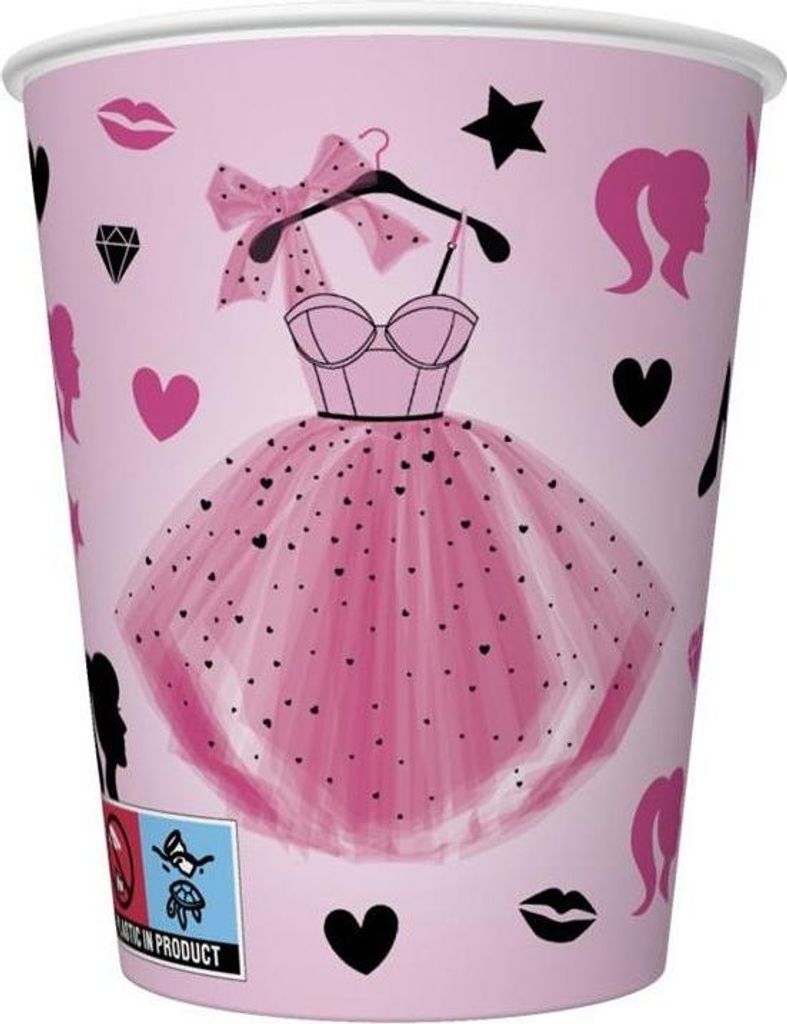 Pink Dress Pappbecher 250ml 8St.