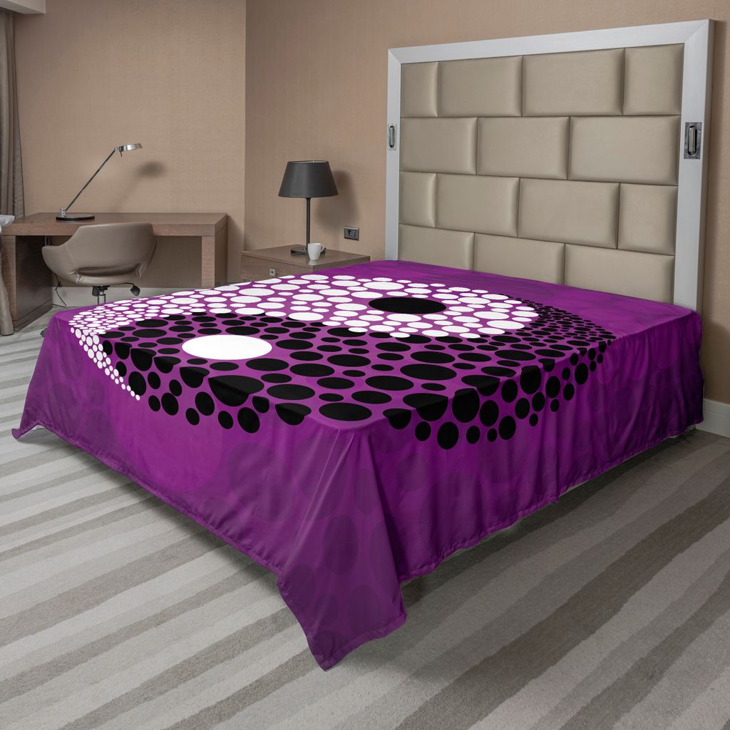 ABAKUHAUS Ying Yang Bettlaken, Abstraktes Design Asiatische Harmonie Balancen Zeichen Glaube Ostthema, weiches bequemes oberes Bettlaken für ein d...