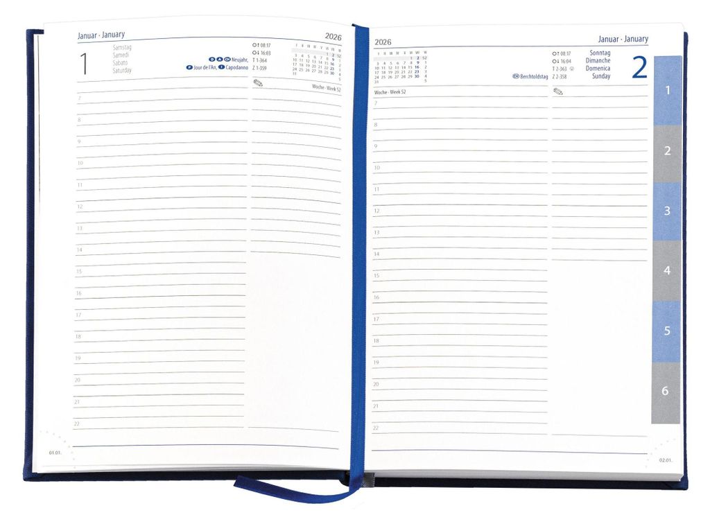 2026 Güss Buchkalender A5 Registerstanzung Einband Tucson Produktbild 