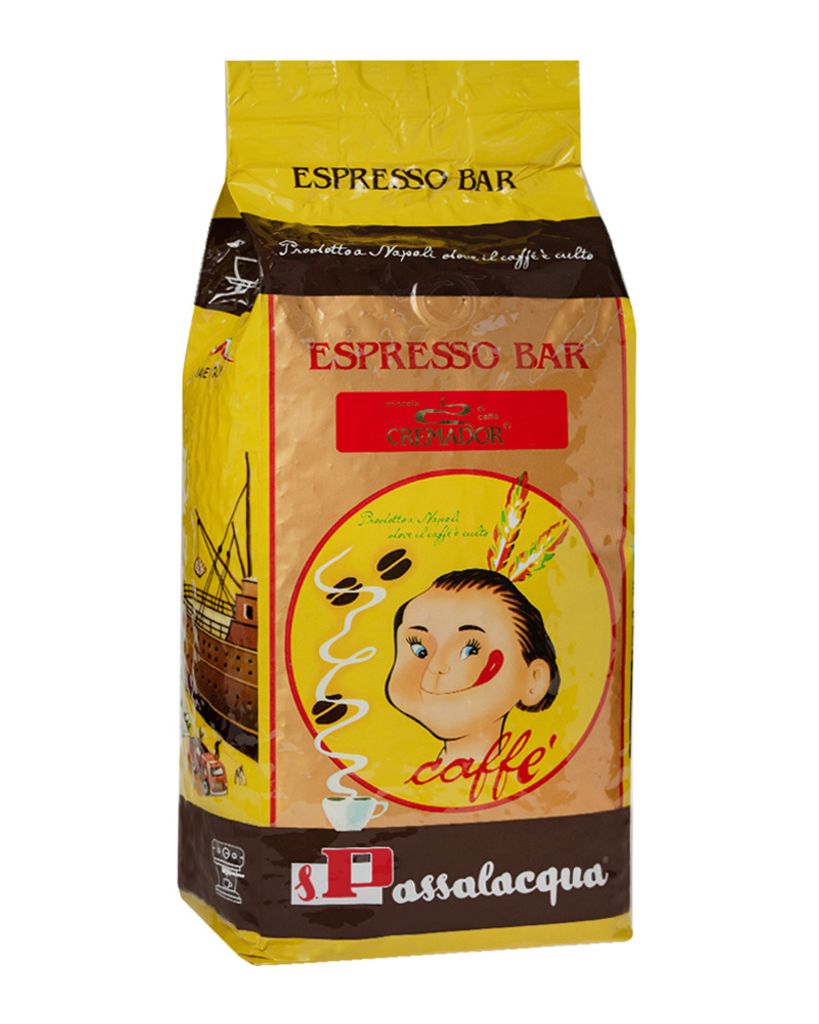 A bag of Passalacqua Espresso Cremador coffee beans.
