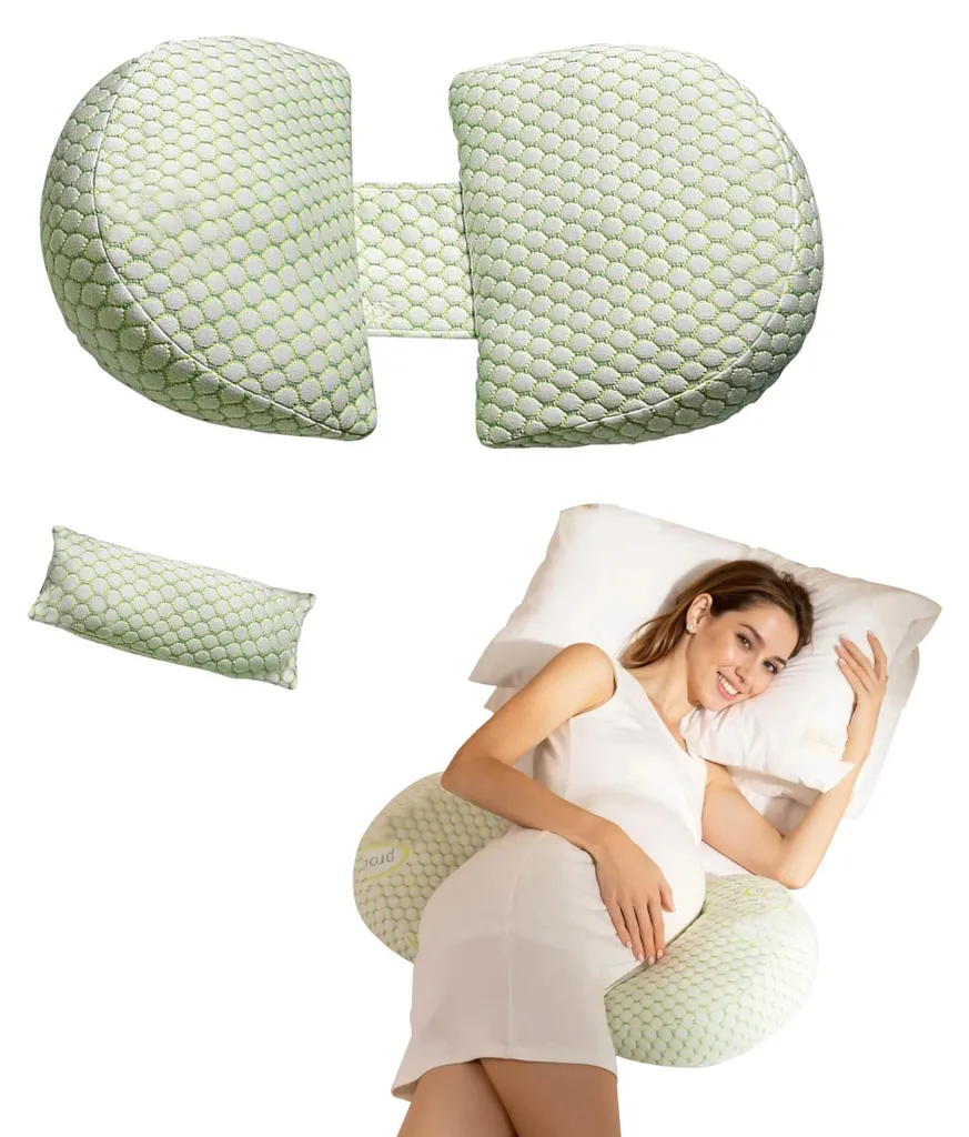 Coussin de grossesse confortable vert - Housse lavable 100% coton - 4
