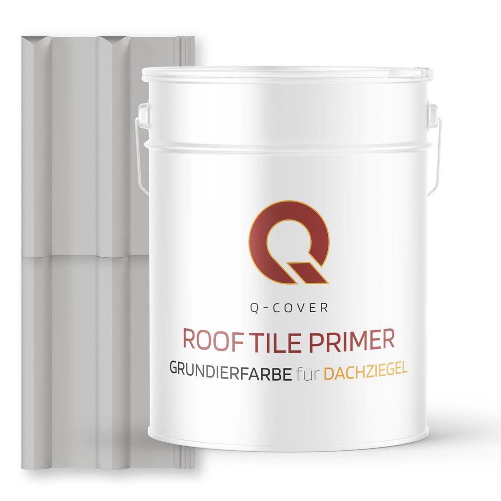 Grundierfarbe für Dachziegel Telegrau RAL 7047 10 L | wetterfeste Dachbeschichtung | für Ziegel, Beton, Eternit | UV-beständig | Q-COVER